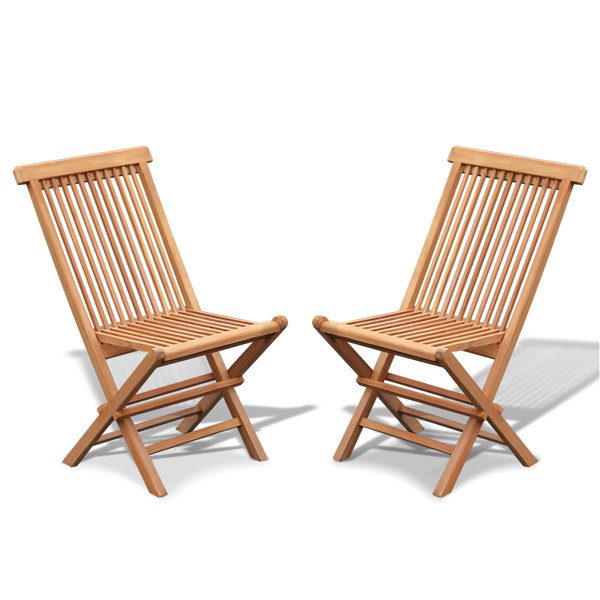 SunriseOutdoorLTD 2 Pack Golden Teak Wood Outdoor Folding Chair Patio